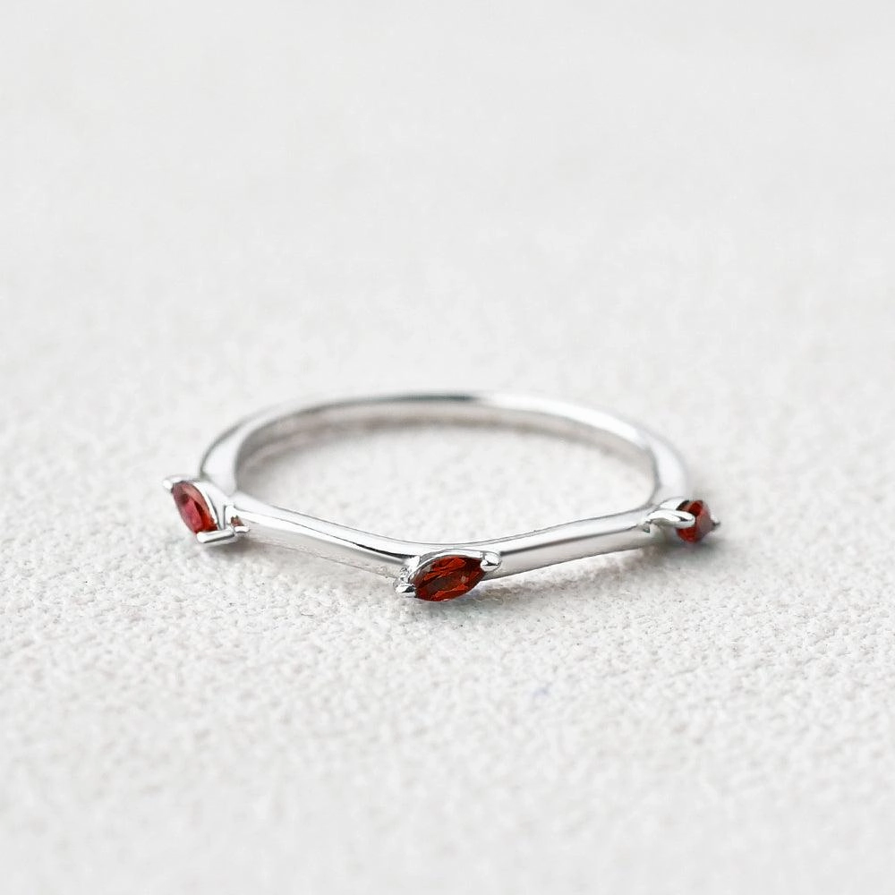 Effortless Glow Polished Highlights Lab Ruby Three Stone White Gold Ring