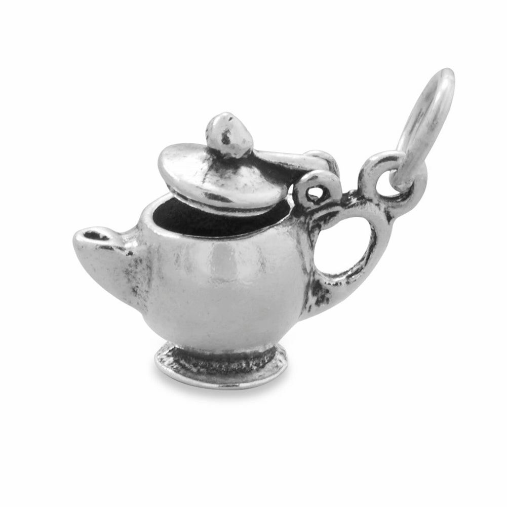 Fresh Touch Tea Pot Charm with Lid that Opens and Closes Sterling Silver