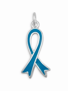 Teal Awareness Ribbon Charm Sterling Silver Evening Glam Finest Accent