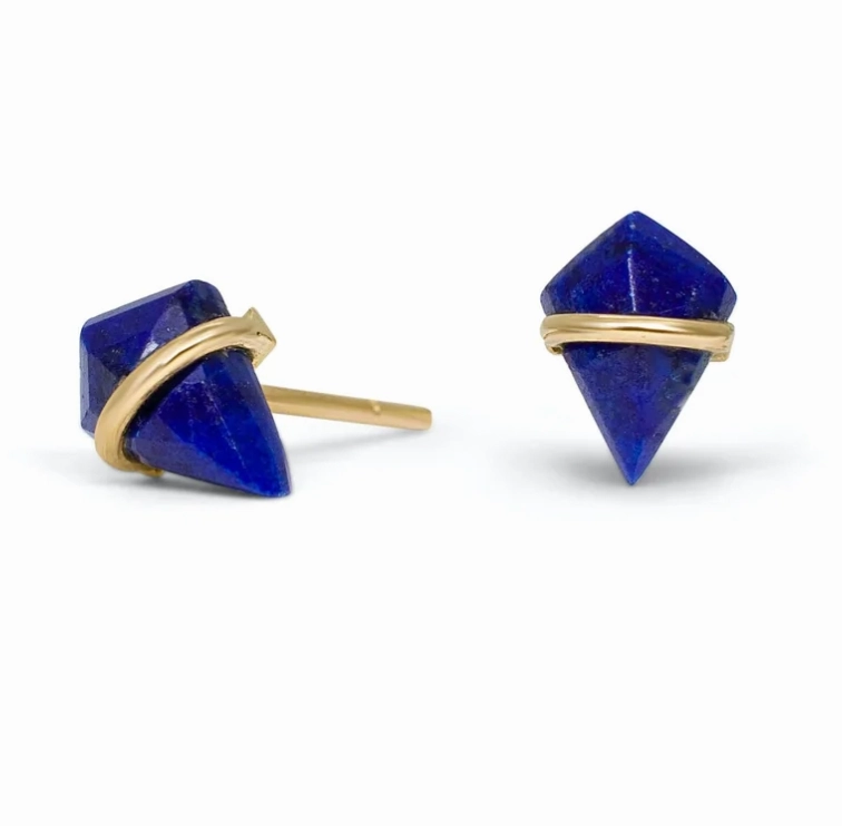 Vibrant Adornment Teeny Kite Stone Studs - 18k Gold