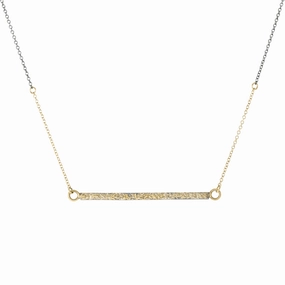Terra Bar Necklace on Two-Tone Chain - 22k/18k/14k Gold   Oxidized Silver Creative Youth fashion lover