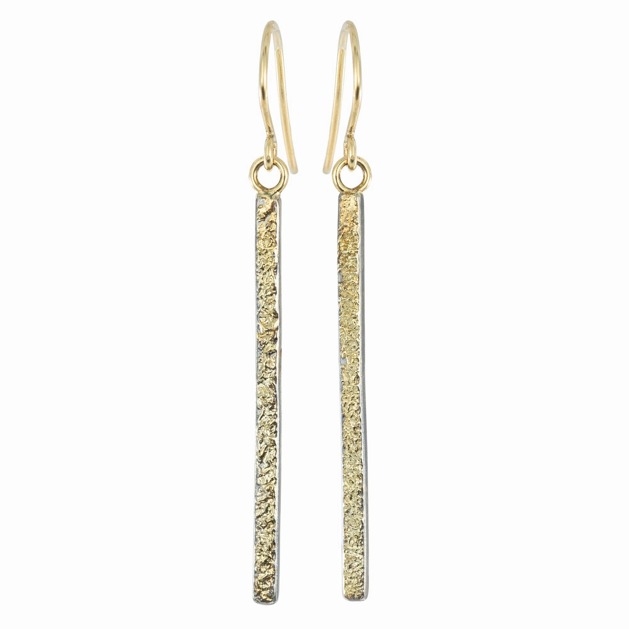 Terra Bar Stick Earrings - 22k/18k Gold, Oxidized Silver Stylish Creation