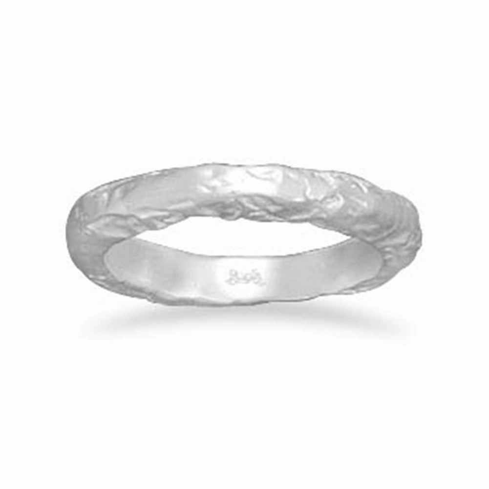 Textured Band Ring Matte Finish Sterling Silver, 9 Timeless Flow All Around