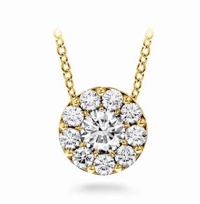 Charming Accessory Romantic Gift Hearts On Fire 18K Yellow Gold Round Shape Diamond Fulfillment Cluster Pendant with a 18K Yellow Gold Link Necklace (0.72ctw)