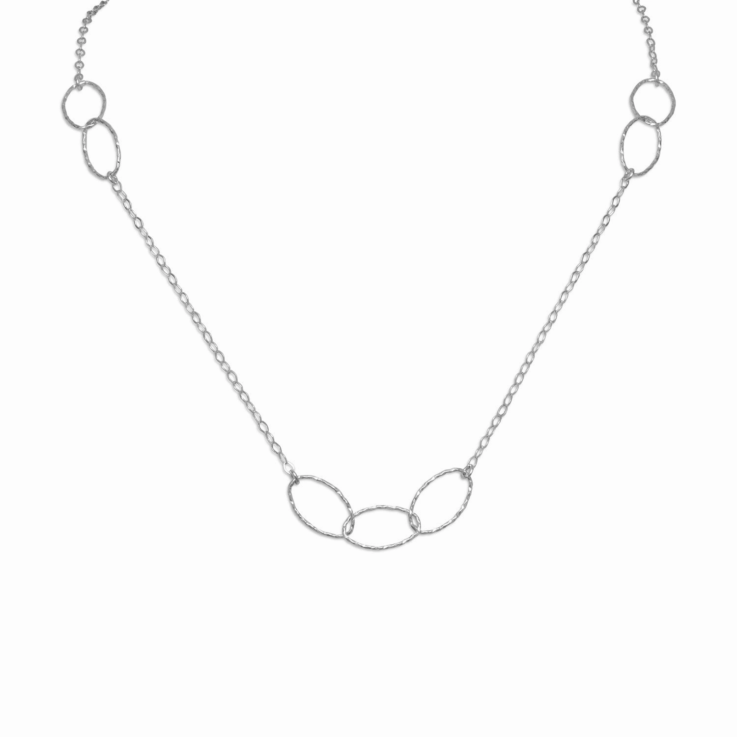 Party essential Oval Link and Chain Necklace Rhodium on Sterling Silver - Nontarnish