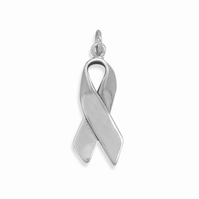 Fashionable Accent Folded Ribbon Awareness Charm Sterling Silver, Made in the USA