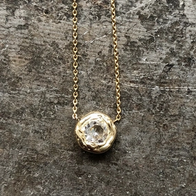 Comfortable Gift Sunburst Pendant - 14k Gold   White Sapphire