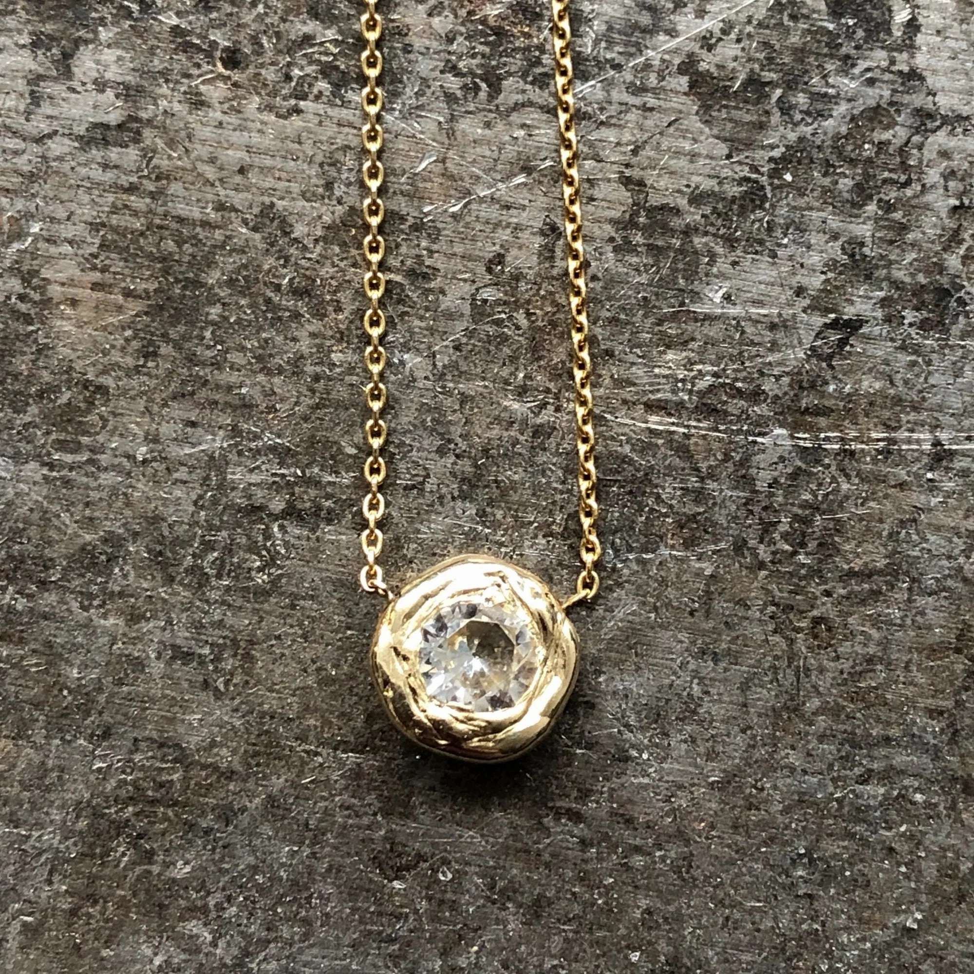 Comfortable Gift Sunburst Pendant - 14k Gold   White Sapphire