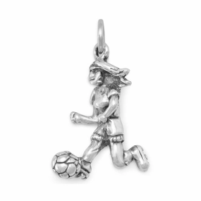 Everyday Design Girl Soccer Player Charm Sterling Silver, Made in the USA
