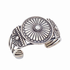 Leon Martinez Navajo Handmade Sterling Silver Bracelet Bright Finish