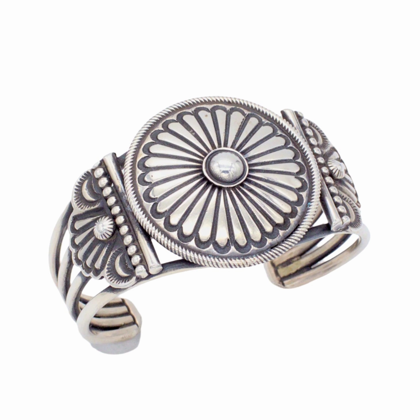 Leon Martinez Navajo Handmade Sterling Silver Bracelet Bright Finish