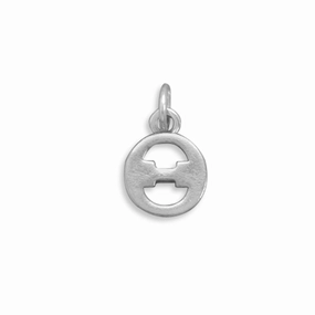 Greek Alphabet Letter Theta Charm Sterling Silver - Made in the USA Elegant Feel