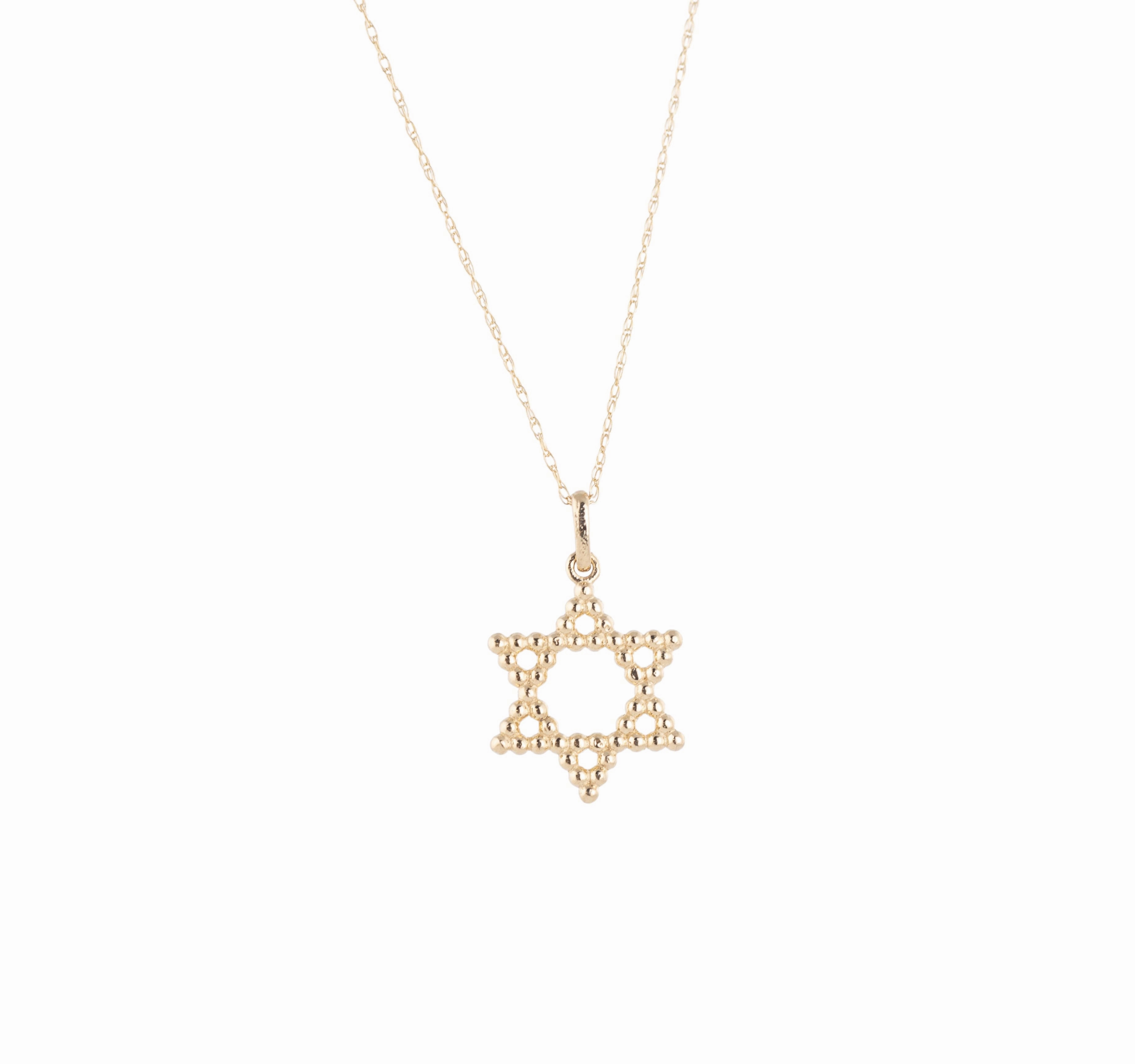 Casual Style Versatile Item Small Beaded Star of David - 14k Gold