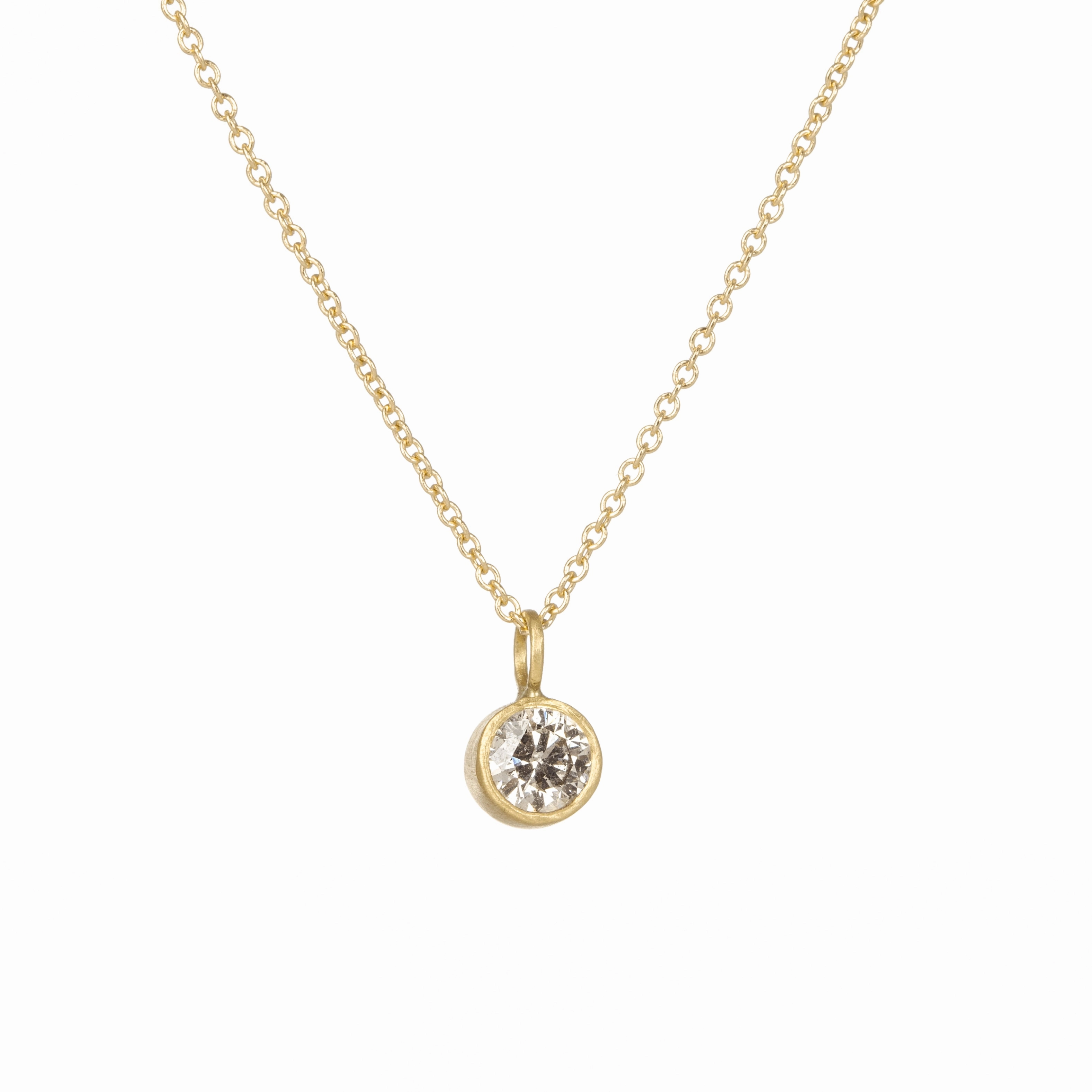 Handmade Style Timeless Solitaire Necklace - 18k/14k Gold   .4 ctw Reclaimed Diamond