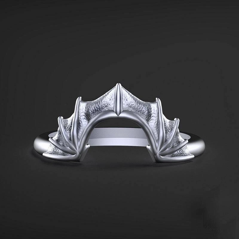 Louily Unique Bat Design Wedding Band Ring For Women In Sterling Silver Effortless Finish Breezy Look