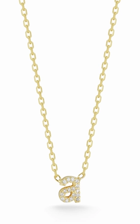 Work Gift Tiny Lowercase Pav?? Initial Necklace