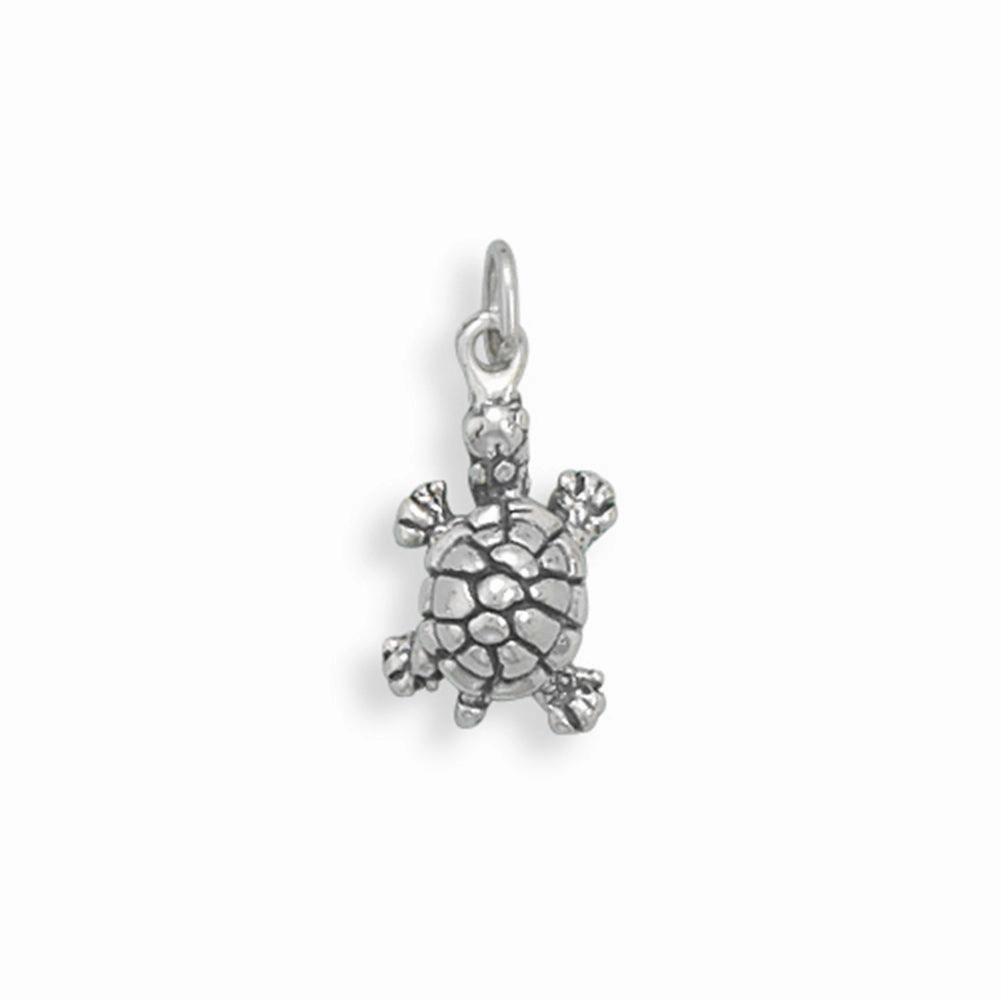 Exclusive Charm Trendy Appeal Tiny Turtle Sterling Silver Charm, Made in the USA