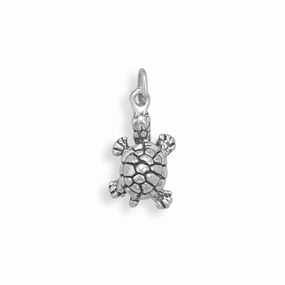 Exclusive Charm Trendy Appeal Tiny Turtle Sterling Silver Charm, Made in the USA