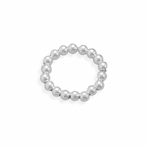 Toe Ring Sterling Silver Beads Stretch to Fit Unisex Design