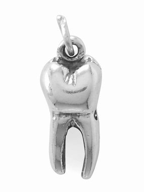 Tooth Charm Antiqued Sterling Silver Dentist Molar Shiny Accent