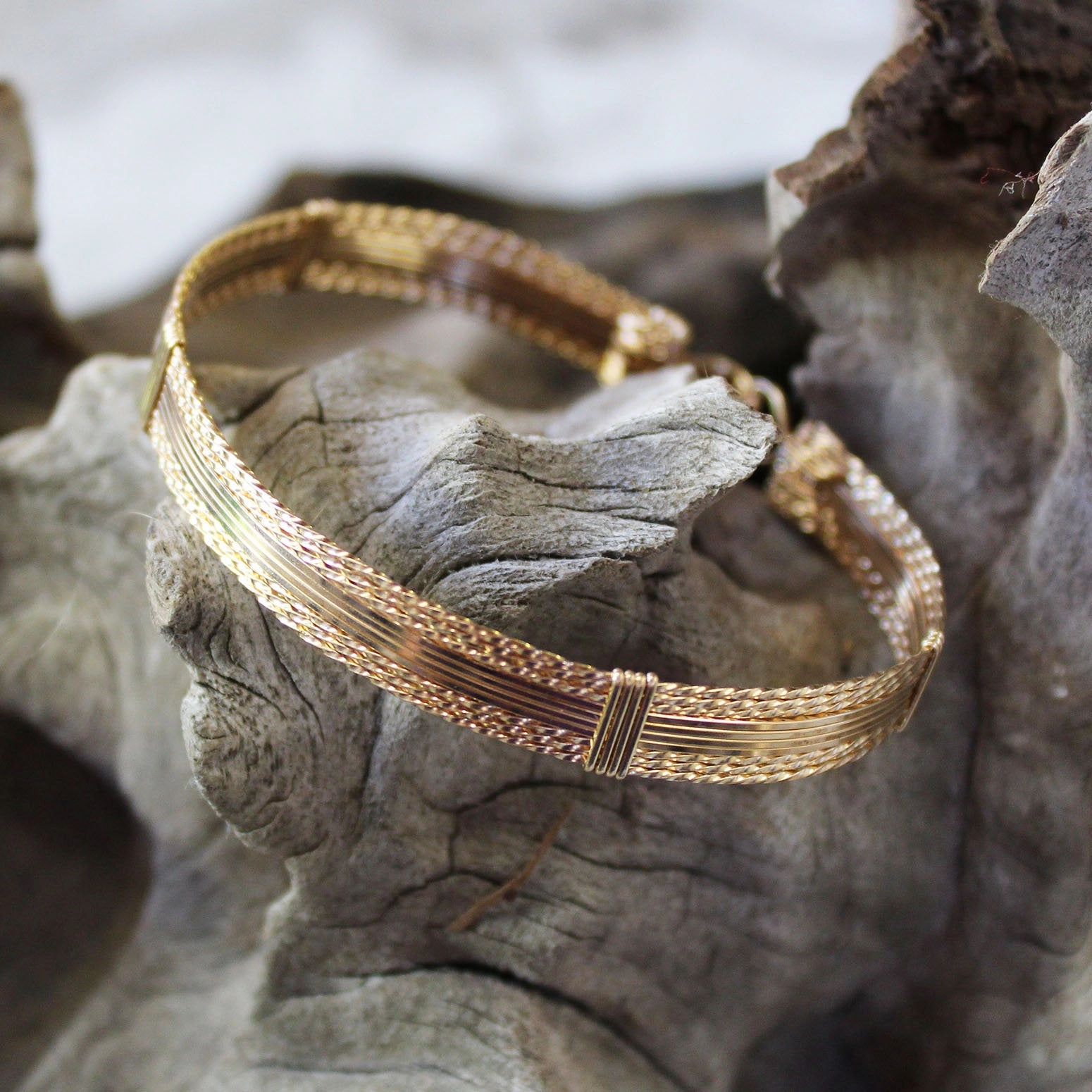 All-Encompassing Fusions Quality pick 14kt Gold Filled 10-Strand Wirewrapped Stackable Bracelet  TTTSSSSTTT