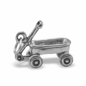 Bold Feature Glam Finish Toy Wagon Charm Sterling Silver