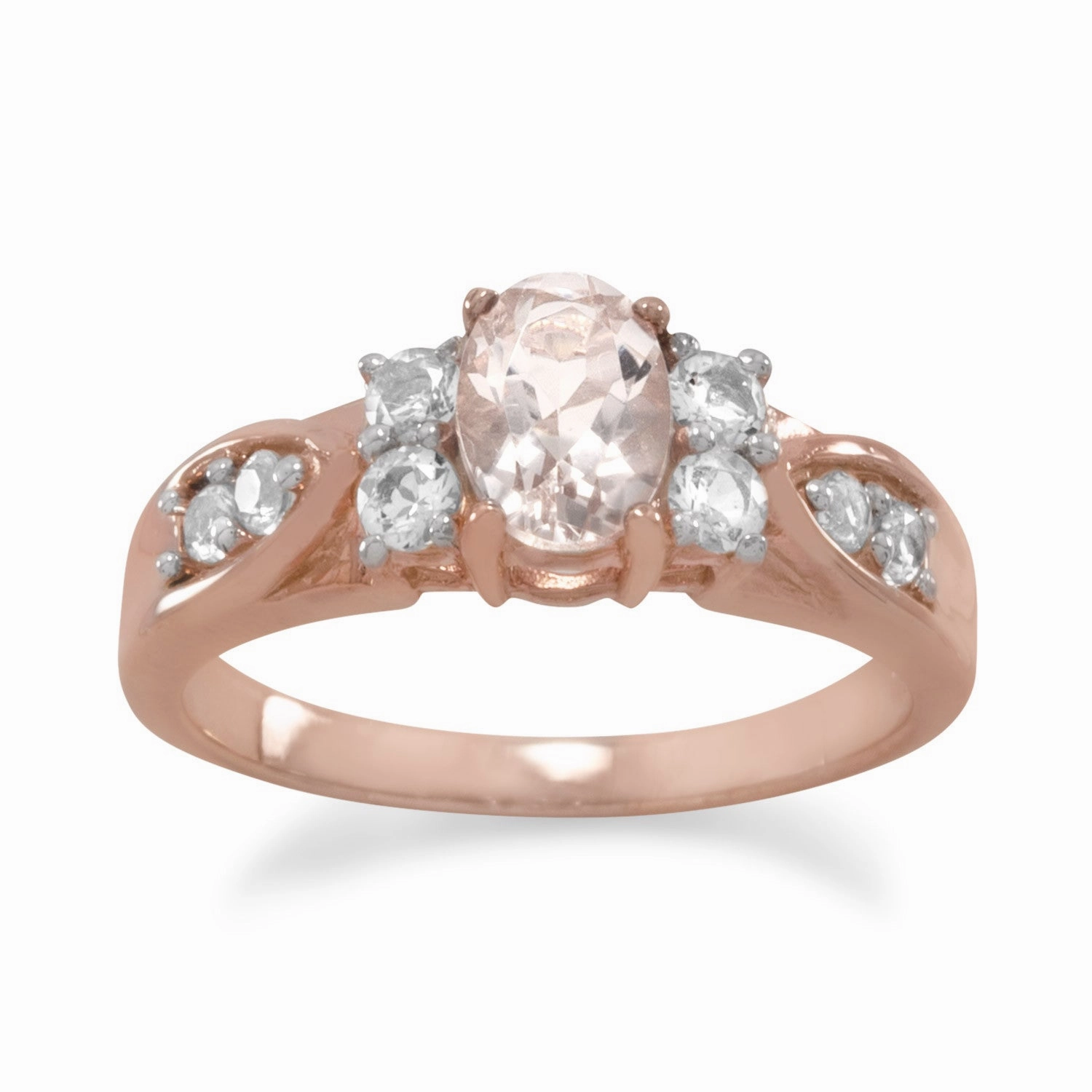 Morganite and White Topaz Ring Rose Gold-plated Sterling Silver Timeless Flow Warranty Included
