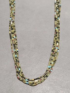 Feminine Accent Bridal Moment Traditional Wrap Heishi Turquoise 5 Strand Necklace - Handmade Native American