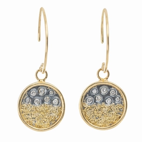 Traveler??s Coin Earrings - 22ky gold dust, 18k Gold, Oxidized Silver   Reclaimed Diamonds Chic Selection