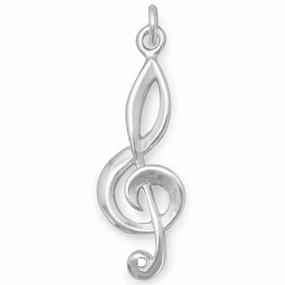 Perfect Fit Treble Clef Music Charm Sterling Silver, Charm Only