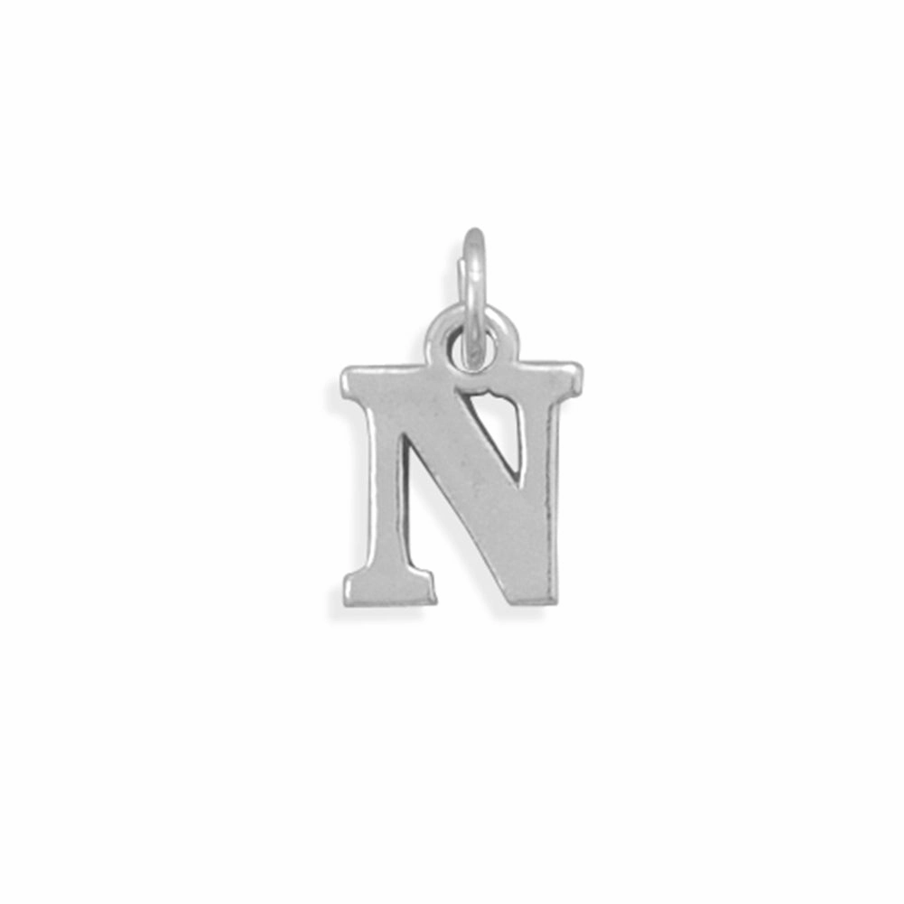 Alphabet Letter N Charm Sterling Silver - Made in the USA Street Accent High impact