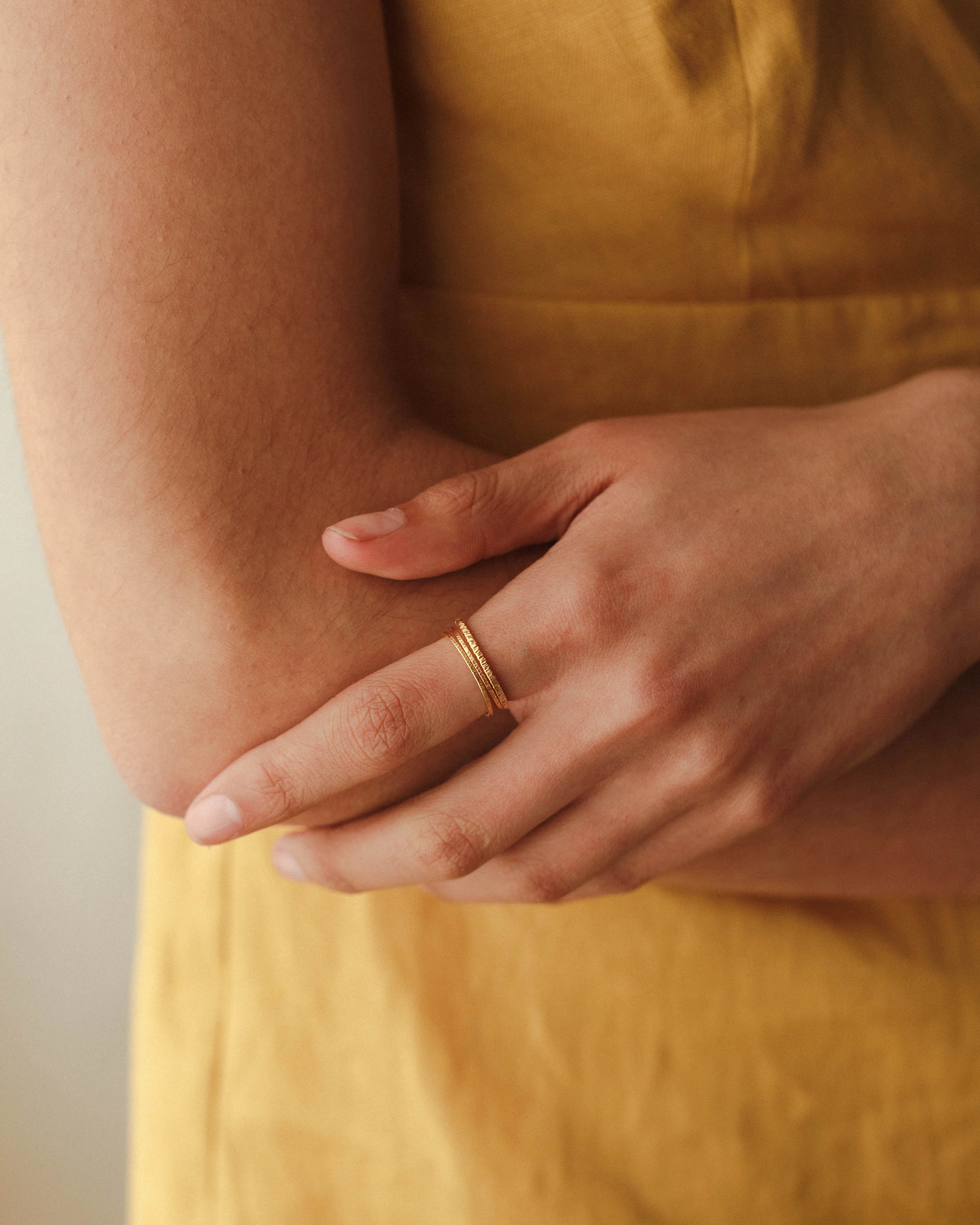 Golden Hour Stacking Rings Textured Detail