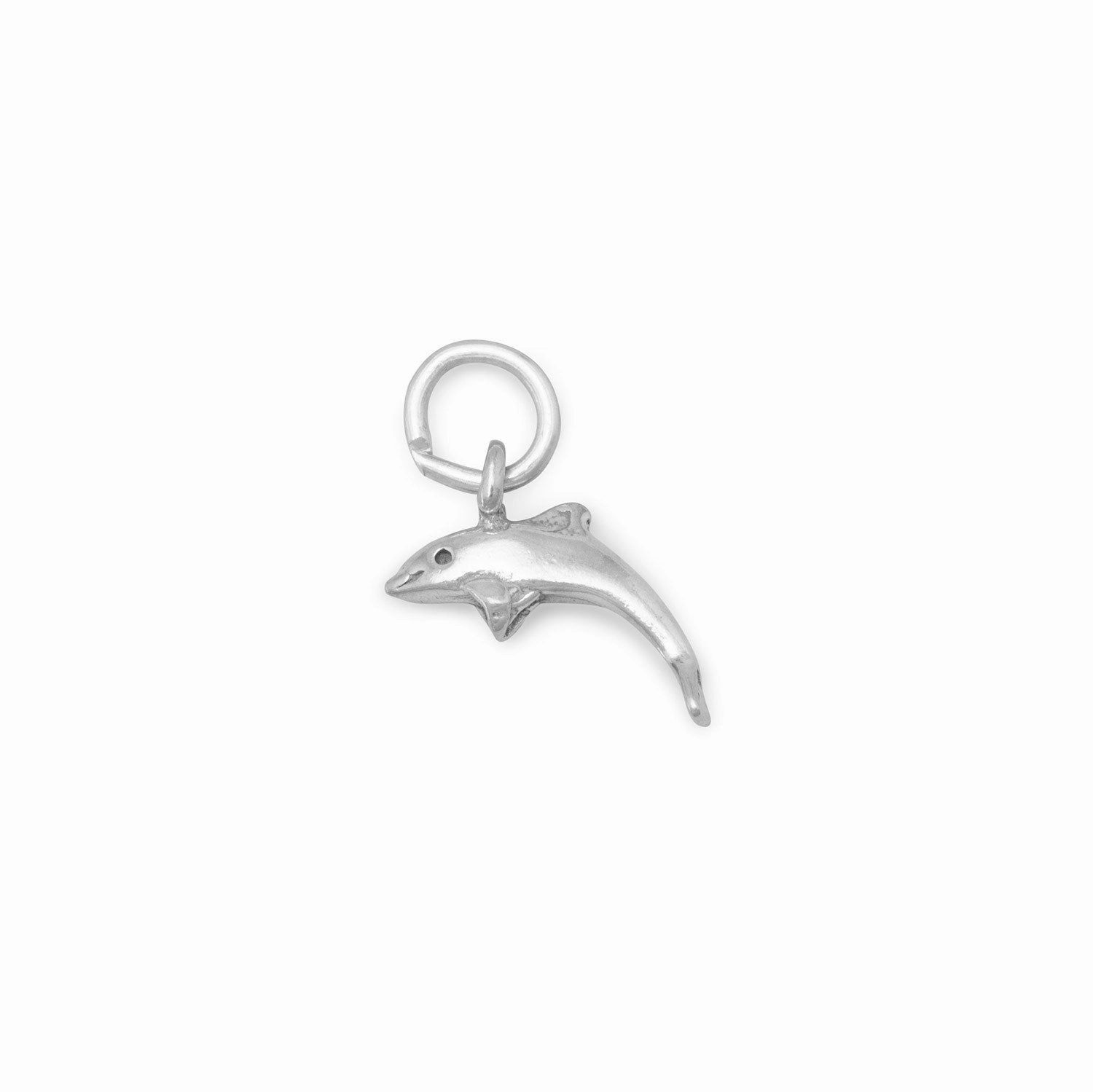 Artisan Jewelry Glamourous Piece Small Dolphin Charm Sterling Silver, Made in the USA