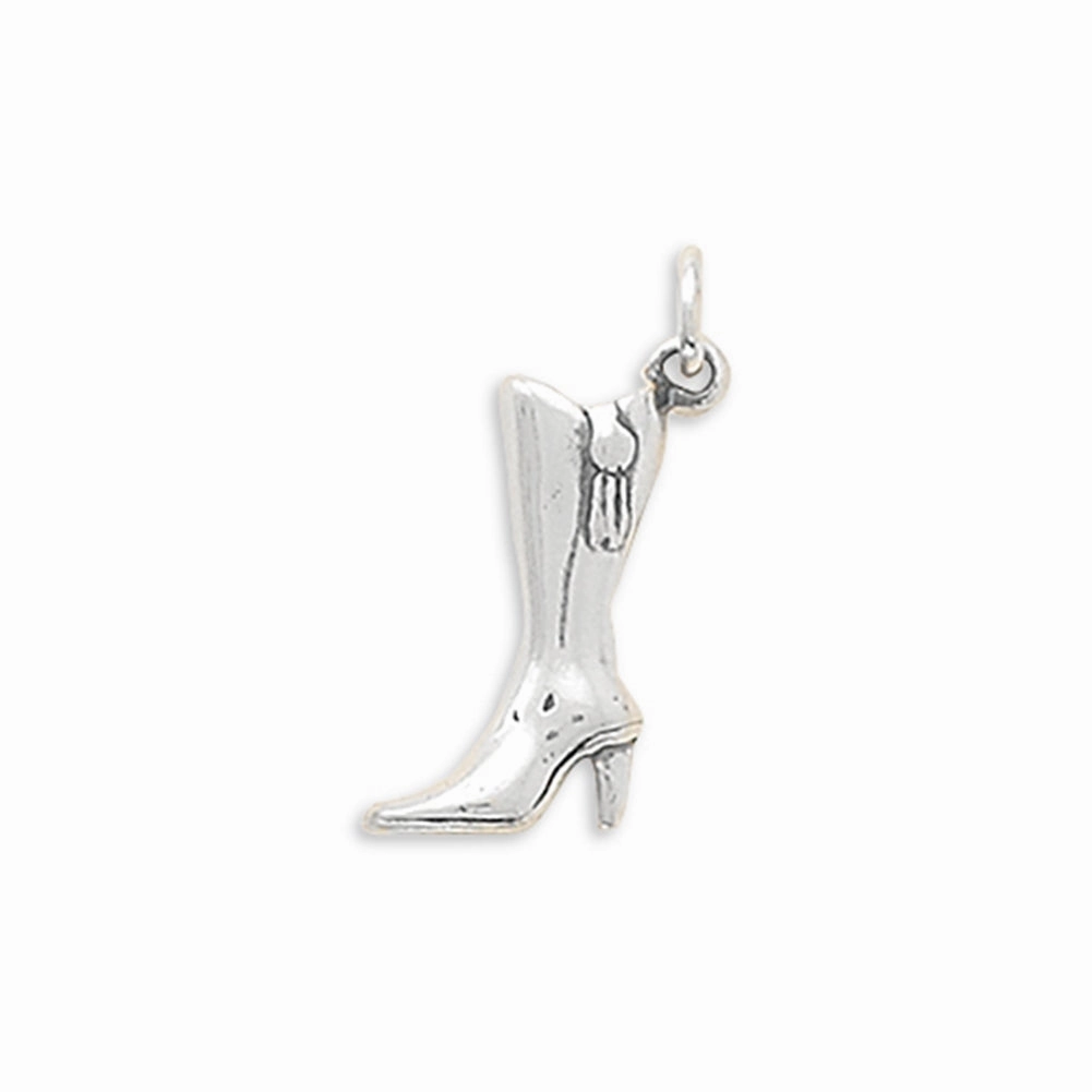 Night Mood Stylish Fashion 3-D Go Go Boot High Heels Charm Sterling Silver