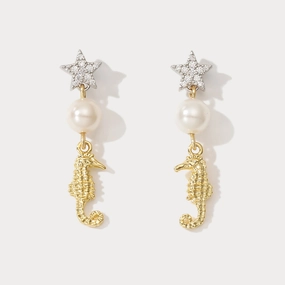 Seahorse Star Earrings Cool Detail Luxurious Detail