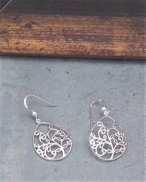 Sparkling Shine Finest Feature Sterling Filigree Tree Earrings