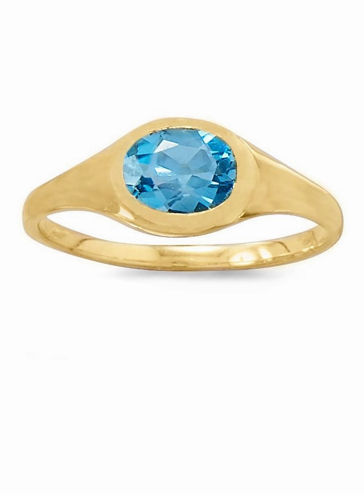 Holiday Ready Custom Object Blue Topaz Ring Gold-plated Sterling Silver Smooth Setting