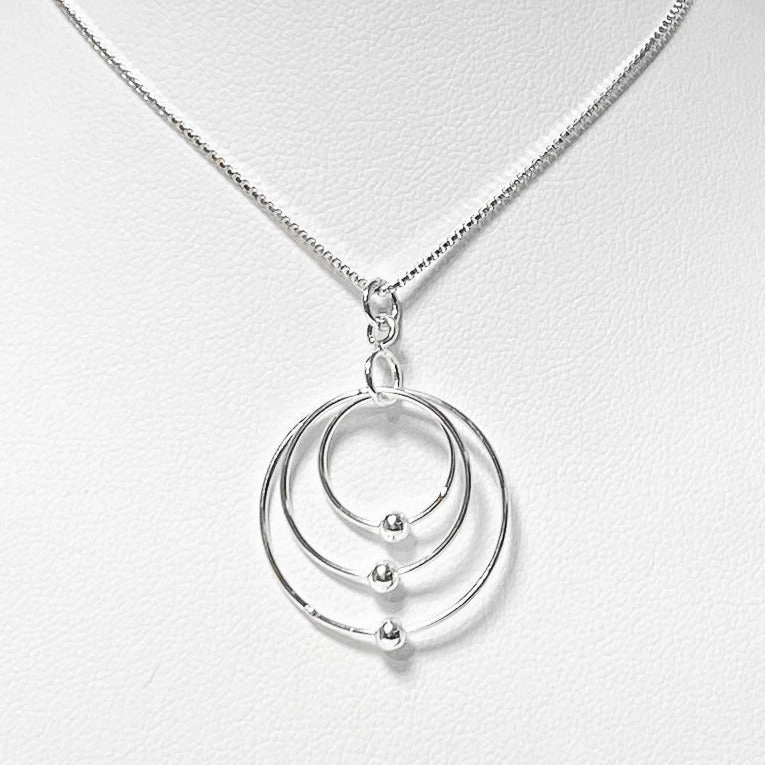 Neutral Spark Understated Detail Tri-Circle Sterling Silver Necklace