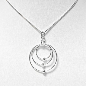Neutral Spark Understated Detail Tri-Circle Sterling Silver Necklace