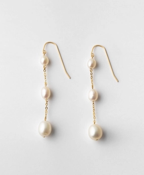 Signature Sparkle Star Detail Trinity Pearl Drop Earrings