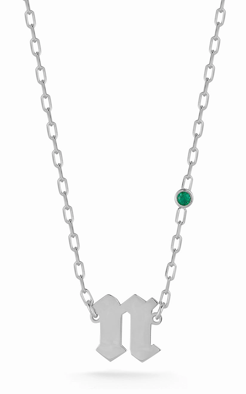 Soft Edge Gothic Initial Necklace