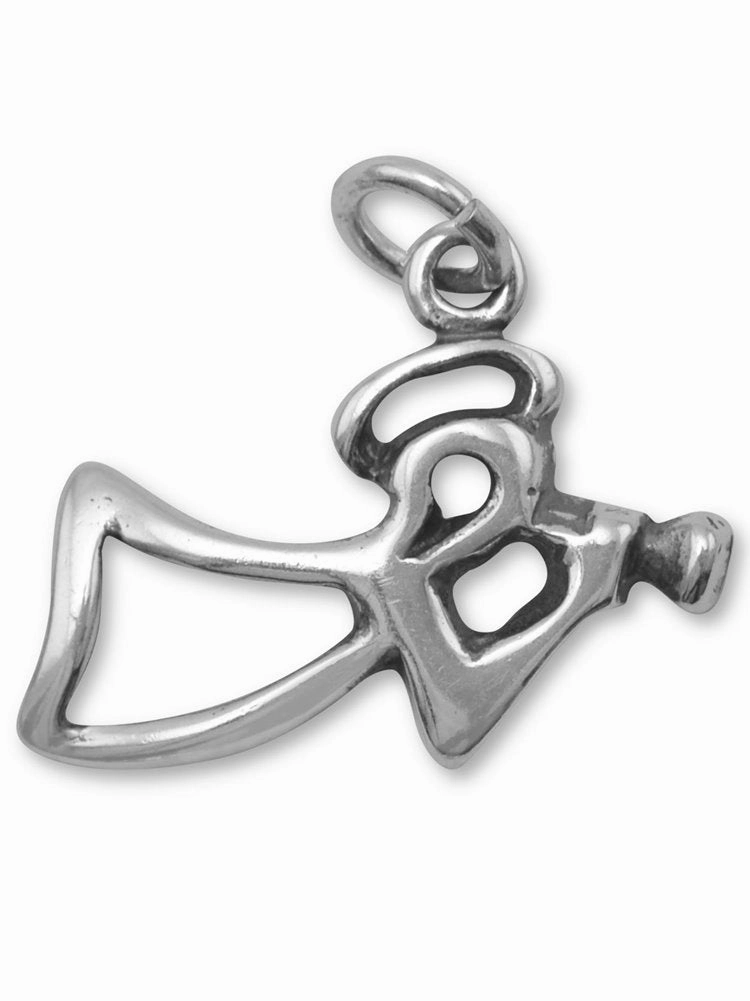 Trumpeting Messenger Angel Charm Antiqued Sterling Silver Charming Pieces