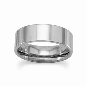 Tungsten Carbide Band Ring 6.5mm Wide Flat Front Comfort Fit Shiny Decoration