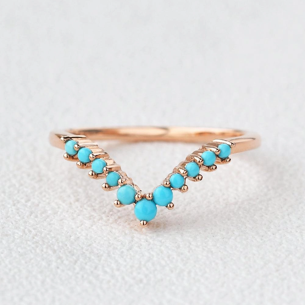 Statement Ready Turquoise Chevron Stacking Wedding Band