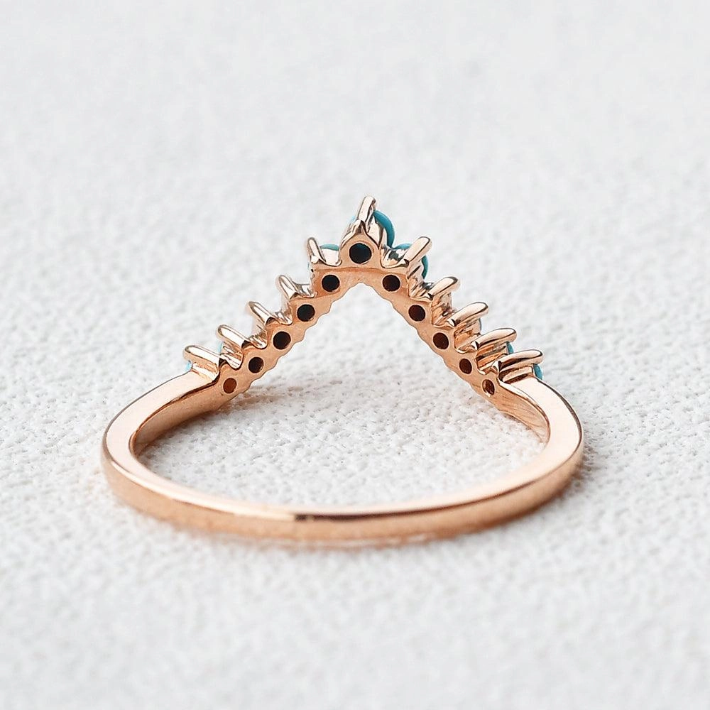 Turquoise Chevron Stacking Wedding Band Showstopper Look