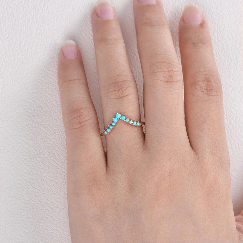 Candid Moment Turquoise Chevron Stacking Wedding Band