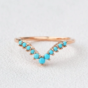 Statement Ready Turquoise Chevron Stacking Wedding Band