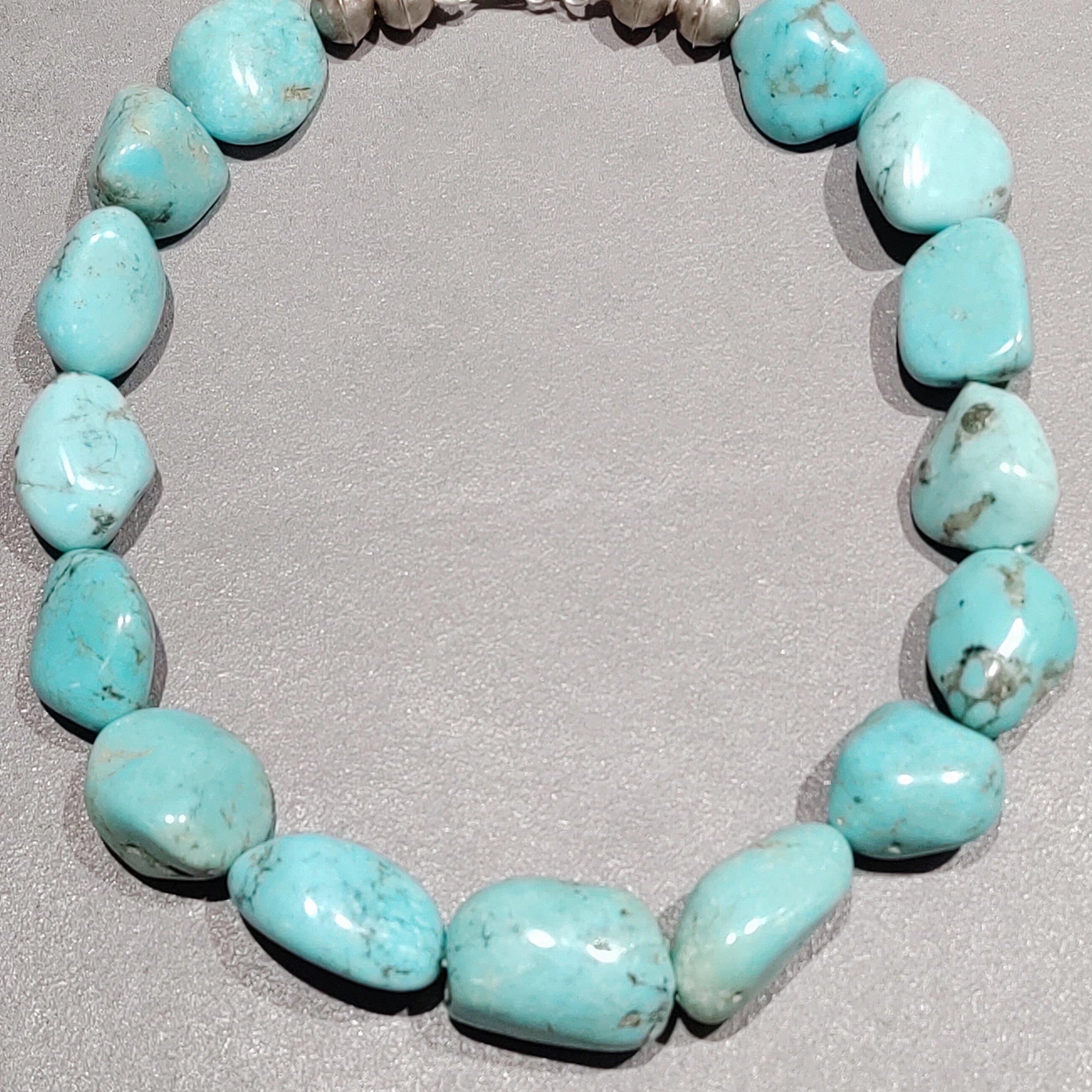 Everyday Sparkle Turquoise Nugget  Sterling Silver Necklace - Handmade Native American