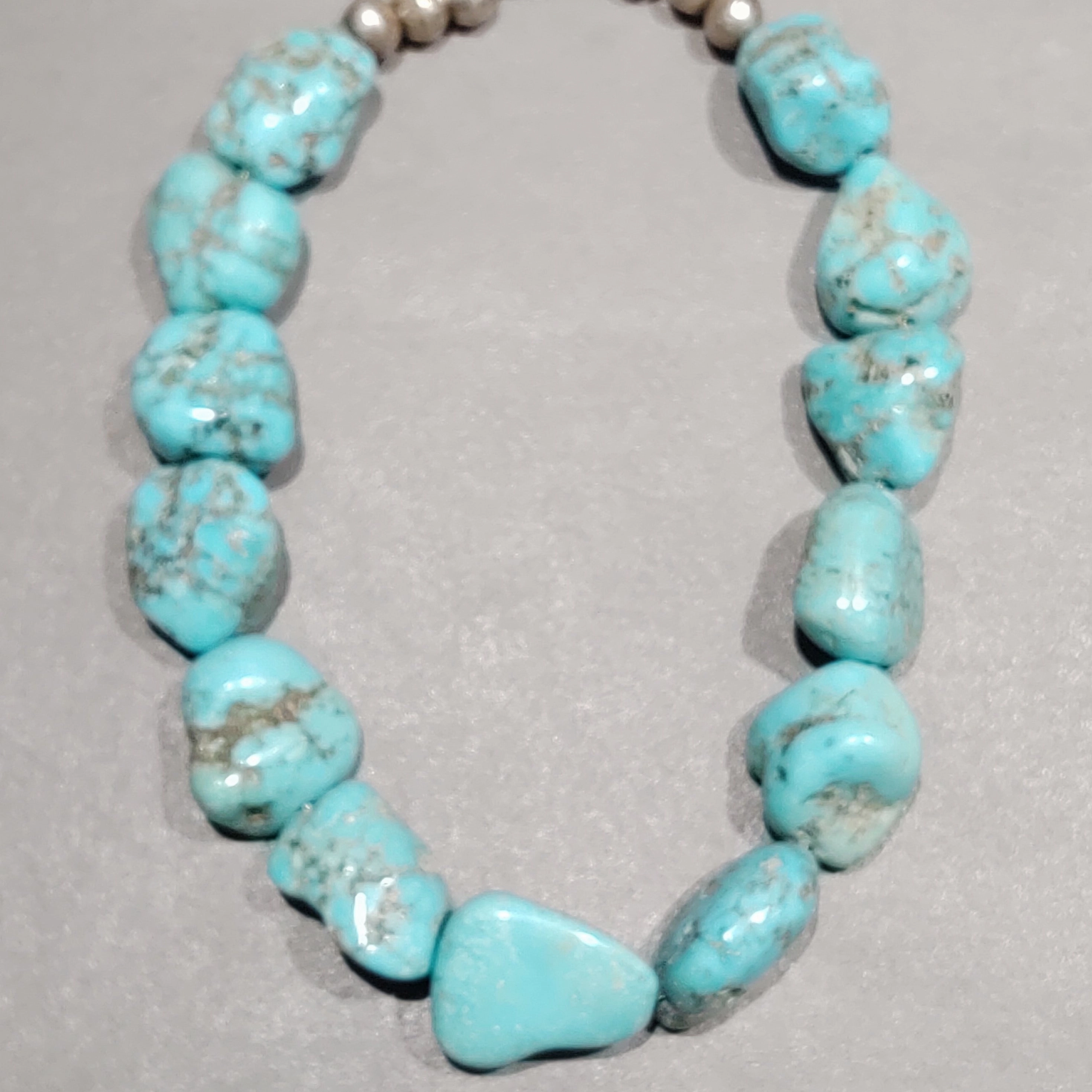 Turquoise Nugget  Sterling Silver Necklace - Handmade Native American Lifestyle Match
