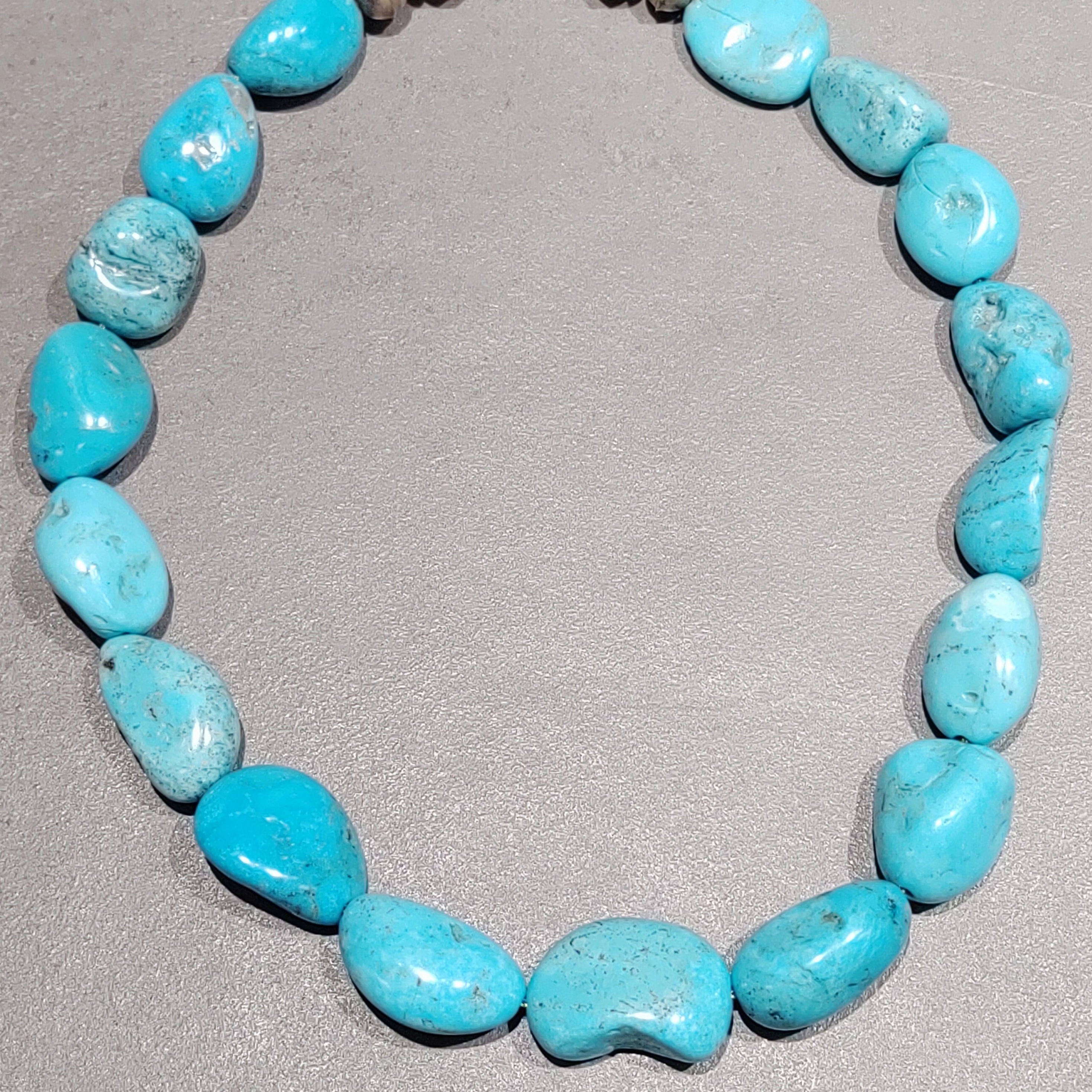 Gift Season Turquoise Nugget  Sterling Silver Necklace - Handmade Native American